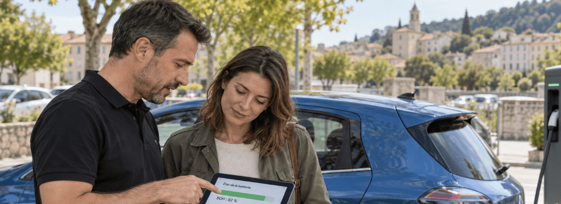 Courtier Biwiz accompagnant un acheteur pour l’acquisition d’une voiture électrique d’occasion