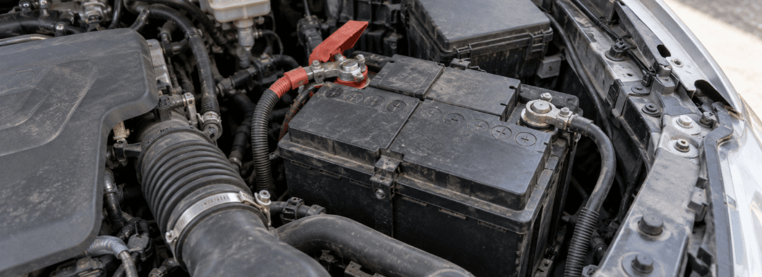 Batterie de voiture sous le capot, entretien et signes d’usure à surveiller