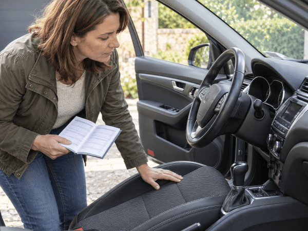 Inspection du véhicule d'occasion par une courtière automobile Biwiz
